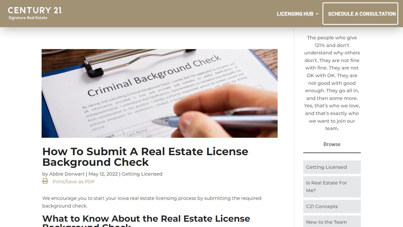 How To Submit A Background Check - CENTURY 21 Signature Real Estate